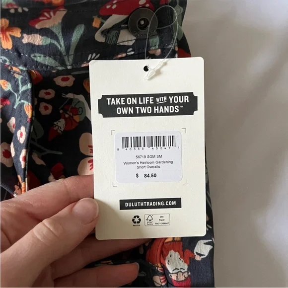 NWT Rare Duluth Trading Co Women’s Shortall Heirloom Overalls Gnome Mushroom -S - Picture 10 of 11